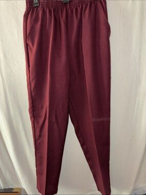 Vintage Pizzazz  Burgundy Elastic-Waist Dress Pants